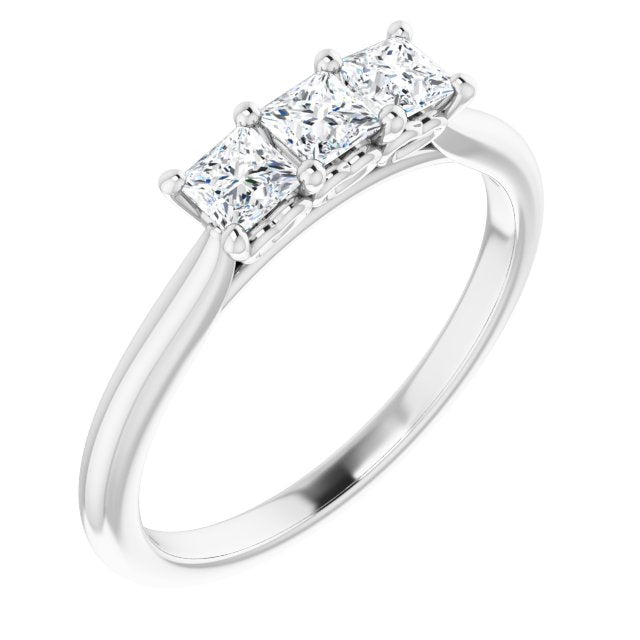 0.54 ct. Princess Cut Diamond 3 Stone Wedding Band-VIRABYANI